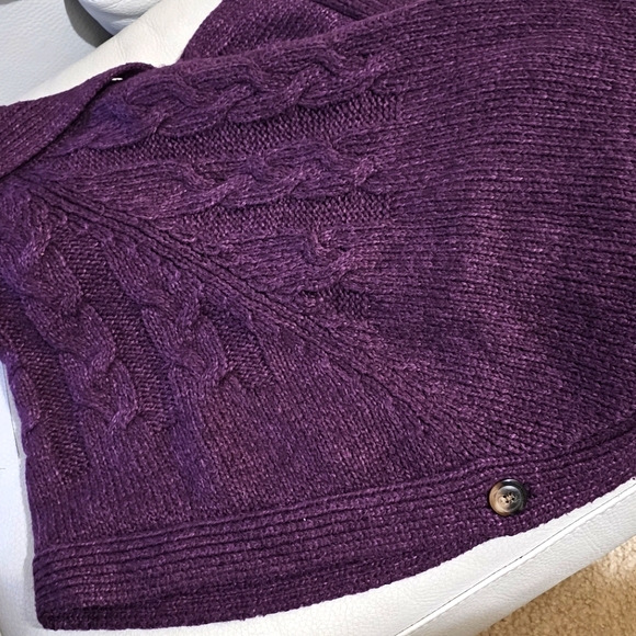 Old Navy Womens Purple Sweater Poncho Size XXL Cable Knit Button Sides Cardigan - Picture 4 of 10